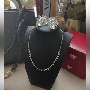 ✨Vintage Bling Silver Necklace and Earring Set✨EUC